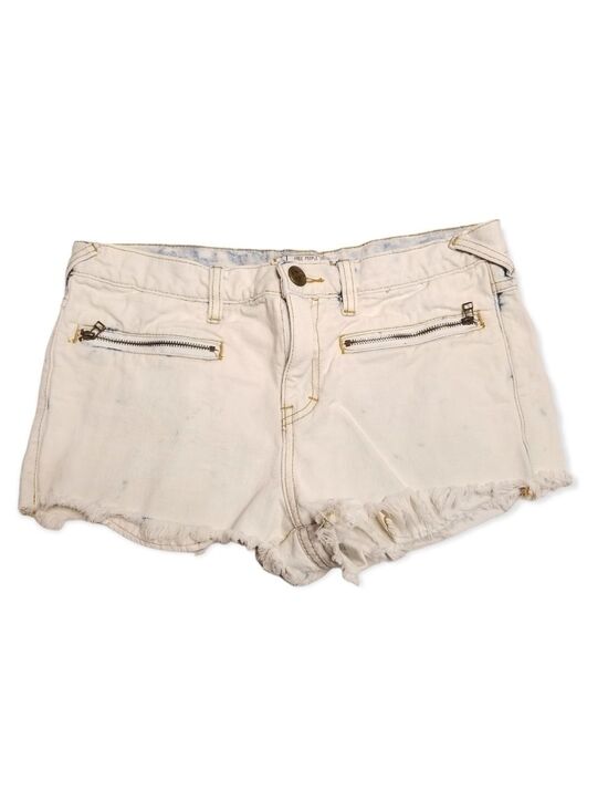 Free People Pants - Free People Bleached Denim Distressed Fringe Jean Shorts Size W 27
